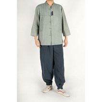 남성 개량한복 체크무늬 오픈한벌 생활한복