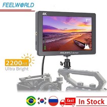 필월드 Feelworld p7s 7 인치 필드 모니터 hdmi 2200nit 울트라 브라이트 4k 3g-sdi dslr on 카메라 모니터 알루미늄 디자인 포커스 어시스트, 없음