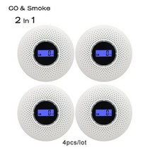 교체 가능한 배터리가 장착 된 2 In 1 연기 및 일산화탄소 감지기-작동 광전 화재 경보 전기 화학 및 CO 센, 4pcs CO Smoke Alarm, 04 4pcs CO Smoke Alarm