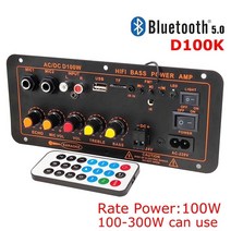 AV 리시버 파워 진공관 노래방 이동식 매장용 미니 스피커 엠프 앰프D10 D20 D100 220V 12V 24V 디지털 블, 03 D100K_02 EU PLUG