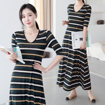 세이스타일 가든 소매 V넥 A롱 원피스