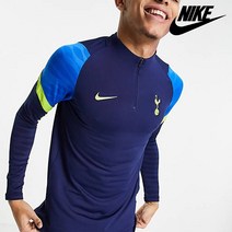 나이키 토트넘 반집업 드릴 탑 긴팔 운동복 컬러블럭 티셔츠 블루