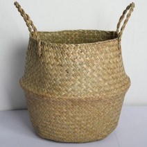 모종 파종 수제 짠 스토리지 바구니 접는 Clthoes 세탁 짚 위커 등나무 씨 그래스 배꼽 정원 꽃 냄비 식물, [05] M    16 cm x 14 cm, [01] yuan se lan zi