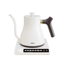[엠엔] 7단계 온도조절 자동온도유지 커피 드립포트 화이트 0.5L, POK-5TW