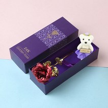 남자친구이벤트발렌타인 데이 기념일 결혼 아내와 여자 친구 무지개 빛깔의 골드 로즈 인공 꽃 사랑 세트, 09 golden rose-red