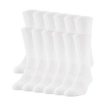 147038 Gildan 남성용 퍼포먼스 크루 양말 12켤레, Large_White