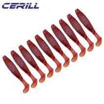 Cerill 10 PCS 2g 설계 T 꼬리 웜 Shiner 미끼 지그 워 블러 소프트 낚시 미끼베이스 파이크 Aritificial 실리콘 Swimbait146251, 10pcs 6.5cm(2g), Color 4