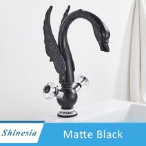 골드수도꼭지 Shinesia-황금 새 세면대 수도꼭지 백조 모양 북유럽 럭셔리 스타일 온수/냉수 믹서 탭 욕실 선박 싱크, [02] Matte Black