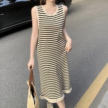 이노뱅크 이지룩 스트라이프 민소매 원피스 INO462A