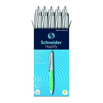 슈나이더 Schneider Haptify 볼펜 M (미디엄) 리필 및 접이식 화이트 민트 배럴 펜 10개 상자 블루 잉크 (135334)