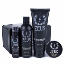 ZEUS 에브리데이 수염 케어 키트 - 천연 수염 워시 정제된 수염 오일 및 모이스처라이징 수염 밤 - 미국 제조 (바닐라 럼), Vanilla Rum