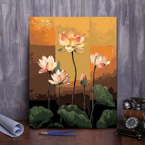 SM직구 연꽃 그림 유화그리기 거실 현관 액자 집콕놀이 DIY, 40X50