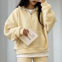 [루즈핏/포근+따뜻] 데니 후리스 반집업