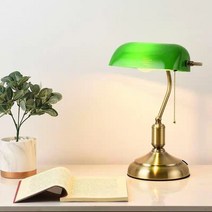 미국 도서관 하버드 초록색 스탠드 뱅커스 램프 레트로 무드등, F.그린유리 17w LED 3단