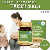 임신준비영양제 그린 엽산 400 앤 비타민B6 B12 90정 부부 임산부 수유부 남성 남자 임신준비엽산, 그린엽산400 1박스