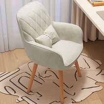 화장대 의자 최고급원단 회전가능 엔틱 의자 네일샵 등받이 카페 북유럽, 베이지(플란넬 고정)