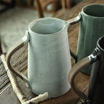 김학영도자기 아끼다 투톤 워터 저그 대용량 저그물병 화병, 화이트 머스타드
