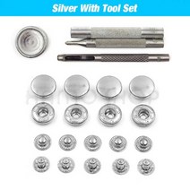 똑딱이펀칭기 스냅 단추 펀치 펜치 똑딱 펀칭기 50set 패스너 금속 프레스 버튼 스터드 leathercraft 의류 의류 신발 용 옵션 설치 도구 키트, 12.5mm(633), Silver with tool
