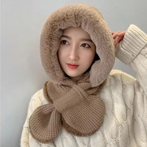 원웨이 여성 넥워머 후드 털모자 겨울 방한 목도리 모자 3칼라