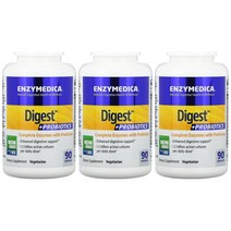 [3개] 엔자이메디카 다이제스트 소화 효소 프로바이오틱스 90캡슐 아밀레이스 말테이스 라이페이스 고초균 인버타아제 아밀라아제 리파아제 유산간균 락테이스 셀룰레이스, 3개, 90개