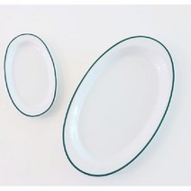 폴바살 이사바 오발플레이트 M 16cm 타원접시 그린라인 샐러드 파스타 도자기 홈카페, 이사바 오발플레이트/M(16cm)