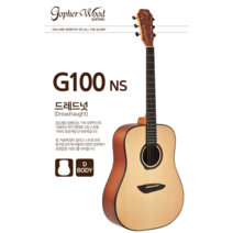 고퍼우드 G100 통기타 입문용 가성비 기타 Gopherwood 공식대리점, 유광 NA