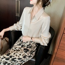 유니폼블라우스 초 가을 프렌치 여승무원 산들바람 직업 새틴 와이셔츠 할인점 상점 전문점 궤짝을 치우다 2755309818, 샴페인 L
