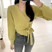 퍼니걸스 5551 데일리 브이넥 퍼프 랩 긴팔 니트 여성의류