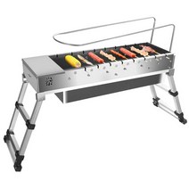 무연 양꼬치 기계 자동 캠핑용 가정용 케밥 꼬치 구이, 본품+꼬챙이(60+15)+불판+가방+부속도구