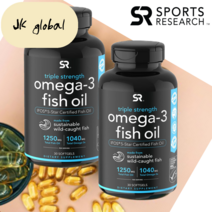 [1+1] 스포츠리서치 오메가3 rTG 피쉬오일 1250mg 트리플스트렝스 30개입 해외직구