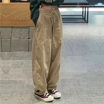 여성카고바지 여자카고팬츠 여성조거바지 포켓바지 여자밀리터리바지 빈티지 2023 뉴 하라주쿠 힙합 솔리드 컬러 와이드 레그 streetwear 캐주얼 drawstring 헐렁한