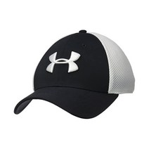 언더아머 남성 마이크로 스레드 골프 메쉬 캡, Medium-Large, Black (001)/White