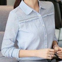 봄신상 순면셔츠 블레이저자수 긴팔 여성셔츠 블라우스 캐쥬얼셔츠 여자봄