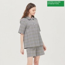 베네통 컬러 체크 셋업 블라우스 BABL91131 MU