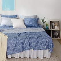 여름 풍기인견 홑이불 여성 1인 용 슈퍼싱글 남성 2 인용 퀸 먼지없는 알러지케어 사계절 침구 세트, 블루