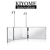 3단 접이식 거울 화장 높이 자유롭게 미용 조절 3면 면도 개폐식 걸이형, 1 블랙3면백미러