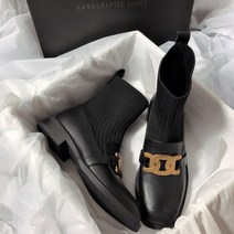 엠앤지 겨울 쫀쫀 니트 앵클부츠 금색장식 포인트