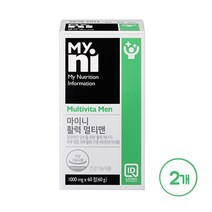 마이니 여성 남성 활력 멀티비타민 미네랄 종합 영양제 비타민 A C D E B군 복합제 B1 B2 B6 B12 엽산 비오틴 나이아신 판토텐산 마그네슘 아연 셀레늄 구리 철분 캡슐, 2세트, 남성 활력 멀티 비타민 미네랄 맨 60정