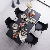 퍼피노 럭스 4인용 화산석 식탁 rh071, 블랙