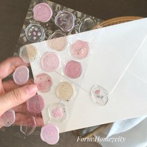 실링 왁스 스티커 씰링 편지 인감 스탬프 스템프 빈티지 로고 우표, 반투명핑크