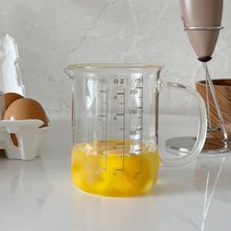 1+1 릴라 계량컵 250ml 눈금 다용도 머그잔 내열유리 손잡이컵