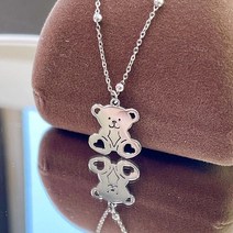 하트발바닥 곰돌이 펜던트 테디베어 목걸이 써지컬스틸 목걸이 여자목걸이 길이 42cm