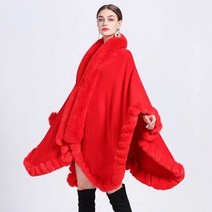 FANSYLI 루즈핏 기모도톰한 퍼 카라 후드 케이프 빅사이즈 모직 망토코트 06호 11B2