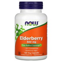 나우 푸드 엘더베리 스테아르산 500mg 베지 캡슐 120정, 60 개 NOW Foods