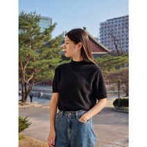 폭스 라쿤 울 반목 반팔 니트