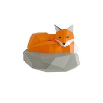 페이퍼 크래프트 홈 팝 스타일 입체 종이 아트 여우 동물 만화 벽 장식 DIY, 오렌지(화상색)