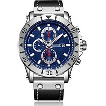MEGIR Chronograph Mens Watches with Leather Sport Date Quartz Men Clock Analogue