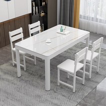6인용식탁 대리석 세라믹 4인용 의자 세트 밥상 이태리 화이트 호두나무 인조 강화유리, 로렌 화이트 120x70+4 하드 체어