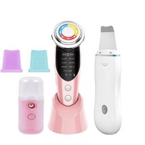 뷰티디바이스7In 1 RF EMS 페이스 리프팅 디바이스 초음파 스킨 스크러버 진공 블랙헤드 리무버 전기 페이, 03 Pink Type 2