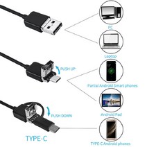 1M 2M 5.5mm/7mm 내시경 카메라 3 in 1 USB/Micro USB/Type-C 6led 안드로이드 PC 용 조절 방수 검사 미니, 02 2m_01 5.5mm Soft Cable, 02 2m
